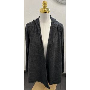Calia Open Front Hooded Cardigan Sweatshirt Women's Dark Gray Size 3X Snap